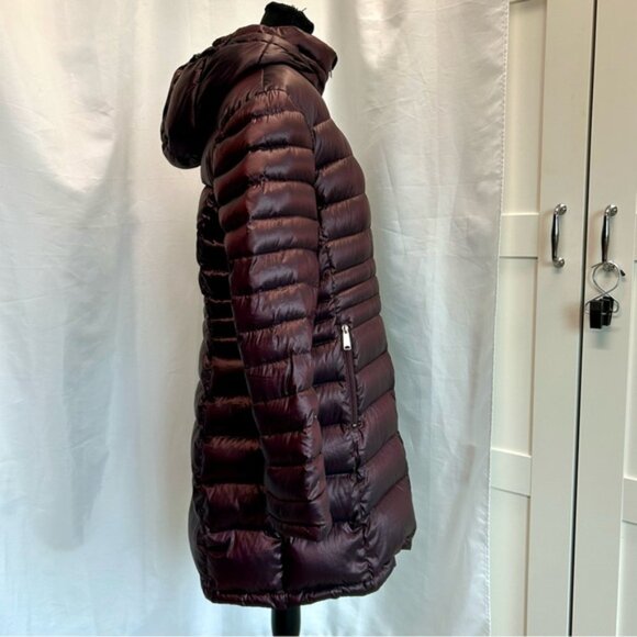 Andrew Marc burgundy red quilted packable compressible goose down hood coat XL - Picture 2 of 14